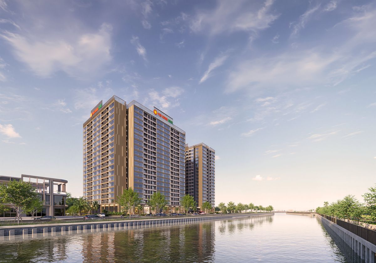 Phối cảnh tổng thể Phú Cường Home Đông Hưng Thuận — 2 block 19 tầng