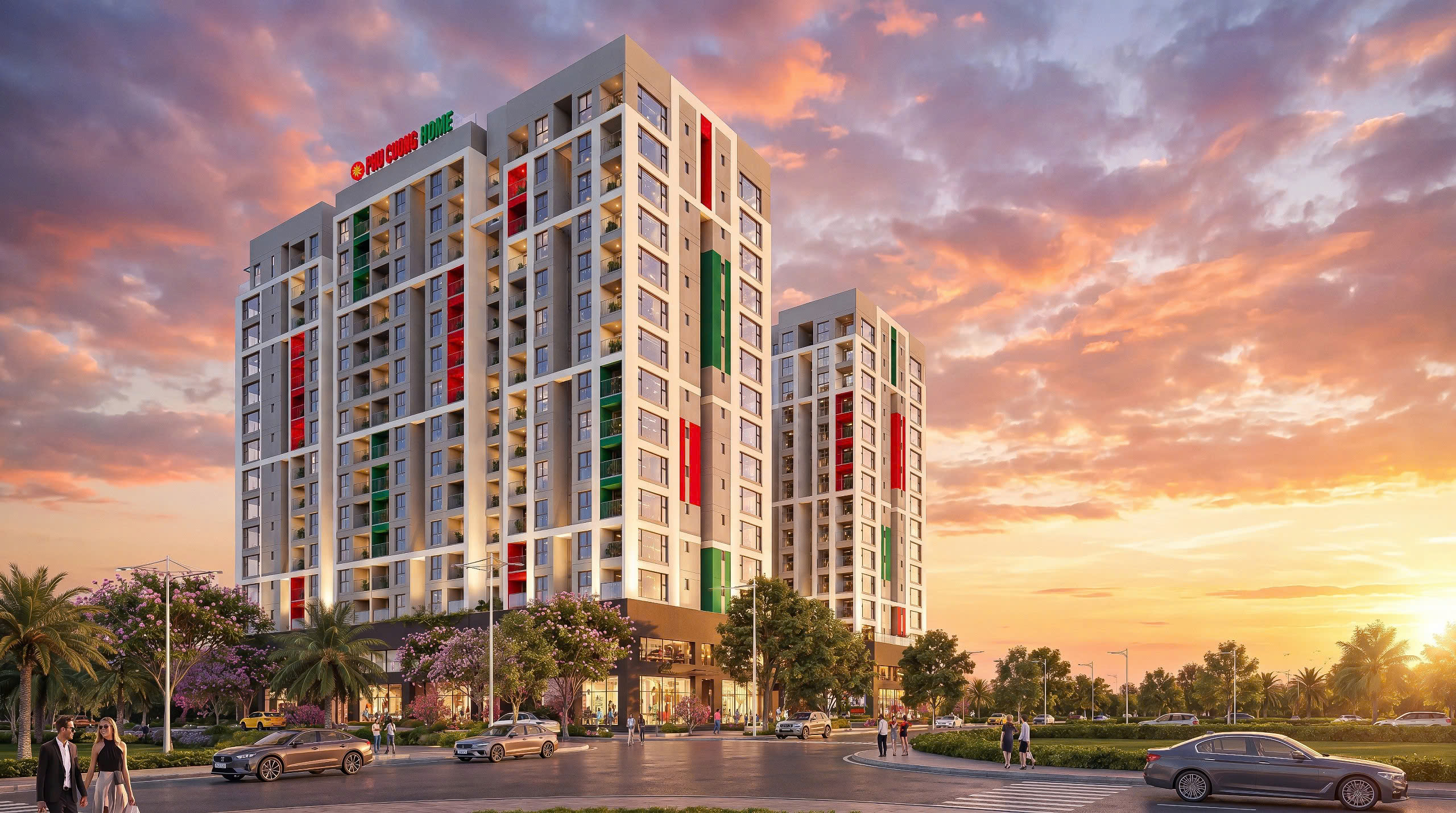 Phối cảnh tổng thể Phú Cường Home Vĩnh Long — 1 block 15 tầng